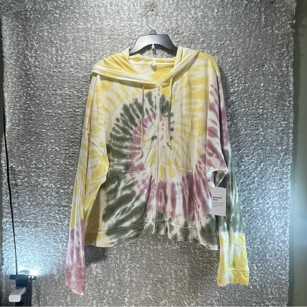 Old Navy Tie Dye Full Zip Sweater Hoodie Loose Fit XXL Cotton Boho NWT